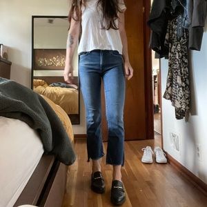 Mother denim crop step hem fray